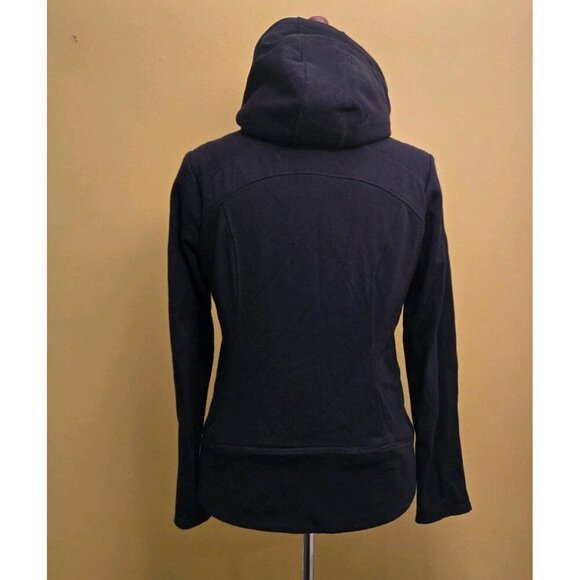 90 Degree by Reflex Zip Fleece Hooded Track Jacket Large Black Womens Faux Fur - Picture 2 of 8